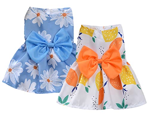 XIAOYU 2er-Pack Hundekleider mit Schleife, hawaiianisches Prinzessinnenkleid für kleine, mittelgroße Hunde und Katzen, Stil B, XL von XIAOYU