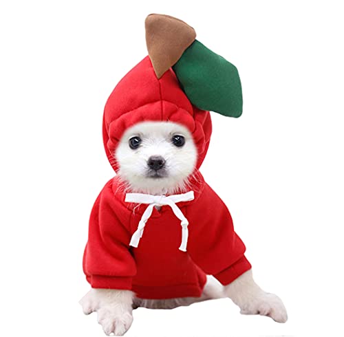 XIAOYU Apfel Haustier Kostüm Weihnachten Hund Spaß Obst Hoodie Fleece Hund Sweatshirt für Halloween Cosplay Welpen Overall Katzenkleidung(XL) von XIAOYU