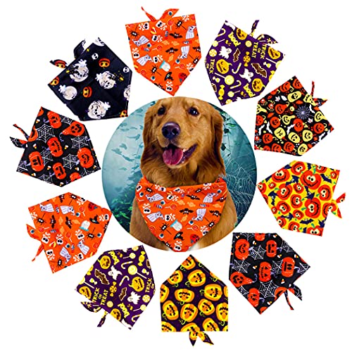 XIAOYU Halloween Hund Halstücher Dreieckstuch Haustier Lätzchen Halloween Kürbis Bandanas für Hunde Katzen 7 Stück S von XIAOYU