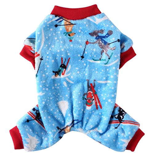 XIAOYU Haustier Winterkleidung lustiges Hundeskimuster für Hundepyjamas Katzenoveralls(L) von XIAOYU