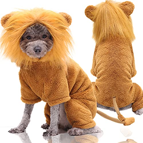 XIAOYU Haustierkleidung Welpen Hund Katze Hoodie Warm Sweater Kostüm Halloween Cosplay Party Bekleidung, Löwe, S von XIAOYU