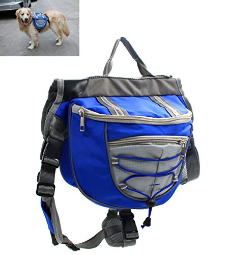 XIAOYU Hund Rucksack, verstellbare Satteltasche Kabelbaum Träger, für Reisen Wander-Camping, blau, S von XIAOYU