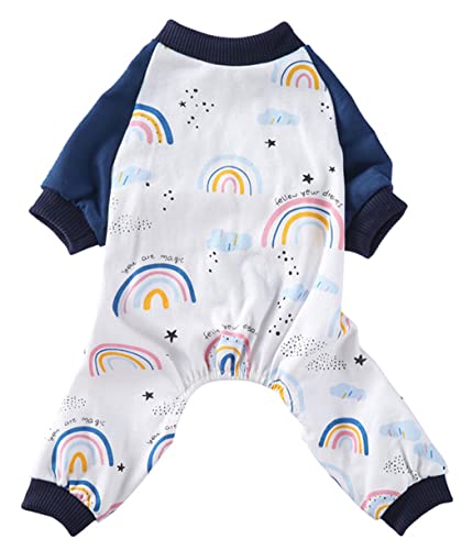 XIAOYU Hundepyjama niedliches Regenbogenmuster weiche Haustieroveralls Hundekleidung für kleine Hunde und Katzen, XL von XIAOYU