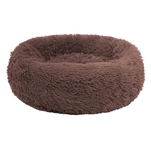 XIAOYU weiches Plüsch beruhigendes Haustierbett für Katzen und Hunde bequemes selbsterwärmendes Herbst-Winter-Rundes Hundebett, Braun(L) von XIAOYU