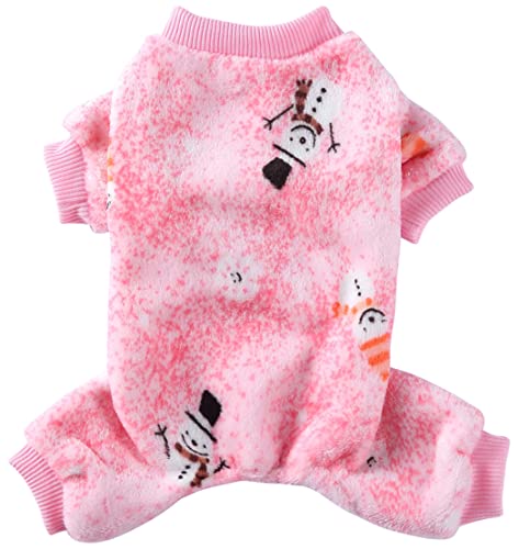 XIAOYU Weihnachtliches Haustierkleidung, Schneeflocken-Muster, warmer Hunde-Pyjama, Katzen-Jumpsuits, Welpenbekleidung, Rosa, XL von XIAOYU