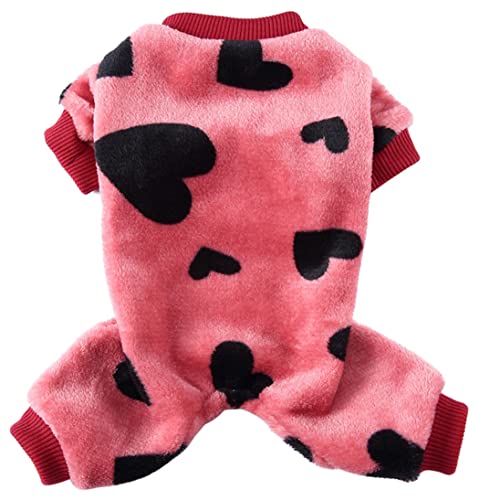 XIAOYU Winter Warm Hundeanzug Hund Pyjama Hund Overall 4 Beine Haustier Bekleidung Katze Onesie Pjs für kleine Hunde Katze Bekleidung Outfits, Rot, L von XIAOYU