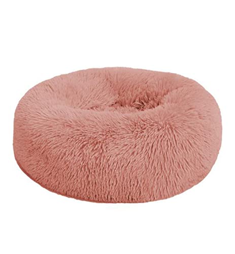 XIAOYU weiches Plüsch beruhigendes Haustierbett für Katzen und Hunde bequemes selbsterwärmendes Herbst-Winter-Rundes Hundebett, Rosa(XL) von XIAOYU