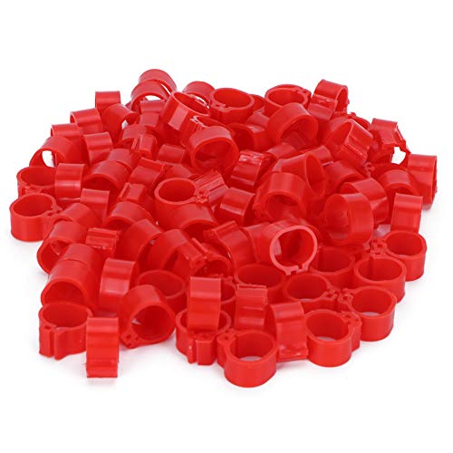 XIASABA 200 Stück roter Geflügelbeinclip, Identifizieren Sie kein Wort, Markierungs-Trainingsgerät, 8 mm, rot, kein Wort (10 mm roter wortloser Ring) von XIASABA