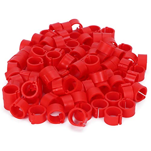 XIASABA 200 Stück roter Geflügelbeinclip, Identifizieren Sie kein Wort, Markierungs-Trainingsgerät, 8 mm, rot, kein Wort (8 mm roter wortloser Ring) von XIASABA