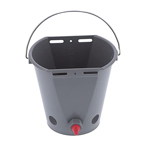 XIASABA 8L Feeder Bucket Farm Livestock Foodgrade Plastic Feeding Barrel mit Nippeln Grau für Lamm (Für Schafe) von XIASABA