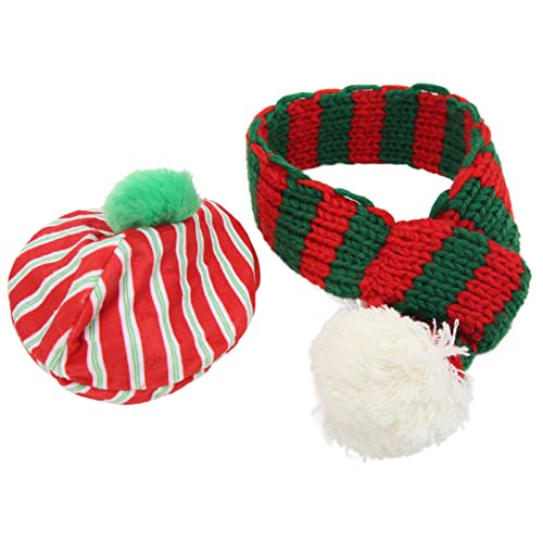 XIASABA Hunde-Wintermütze, Hundemütze und Schal-Set, Hund, Weihnachten, Bezauberndes Strickmützen-Set, Haustier, Weihnachten, Winter, warme Mützen, niedliche Accessoires, (L) von XIASABA