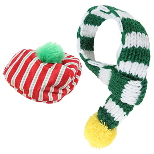 XIASABA Hunde-Wintermütze, Hundemütze und Schal-Set, Hund, Weihnachten, Bezauberndes Strickmützen-Set, Haustier, Weihnachten, Winter, warme Mützen, niedliche Accessoires, (L) von XIASABA