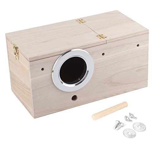 XIASABA Vogelzuchtbox 30,0 × 15,0 × 15,0 Vogelbox aus Holz, Nymphensittiche, Vogelzuchtbox, Hausdekoration, Metallöffnung, Vogelzuchtbox von XIASABA