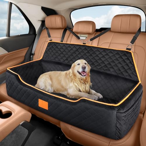 XIEEAOZEE Hundeautobett Booster, bequemer Reisesitz für große/mittelgroße Hunde, vollständig abnehmbar und waschbar, mit dickem Kissen (schwarz) von XIEEAOZEE