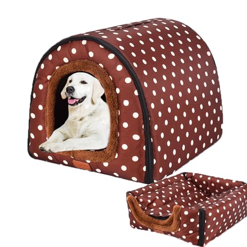 Extra große Hundehütte, Hundebett Haustierhaus mit rutschfester Unterseite, Hundesofa Bett mit waschbarem Bezug, 2-in-1-Haustierbett für Hunde und Katzen, Hundematte, Katzenschutz, 105 x 80 x 78 cm, von XIEMINLE