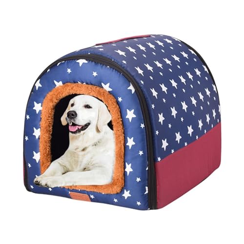 Extra große Hundehütte, Hundebett Haustierhaus mit rutschfester Unterseite, Hundesofa Bett mit waschbarem Bezug, 2-in-1-Haustierbett für Hunde und Katzen, Hundematte, Katzenschutz, 105 x 80 x 78 cm, von XIEMINLE