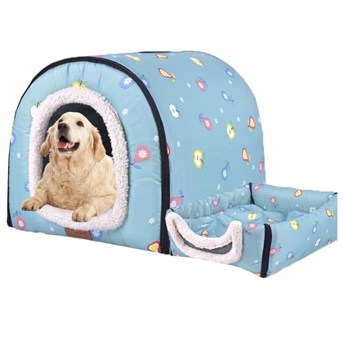 Großes Hundebett, 2-in-1, faltbares Hundehaus, beruhigendes Haustierbett, Hundehütte, waschbar, Haustierzelt, Höhlenbett, abnehmbare Hundematte, Sofa, Katzenschutz für Haustiere, Hunde und Katzen, 75 von XIEMINLE