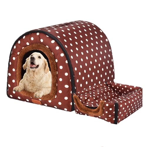 Großes Hundebett, 2-in-1, faltbares Hundehaus, beruhigendes Haustierbett, Hundehütte, waschbar, Haustierzelt, Höhlenbett, abnehmbare Hundematte, Sofa, Katzenschutz für Haustiere, Hunde und Katzen, 92 von XIEMINLE