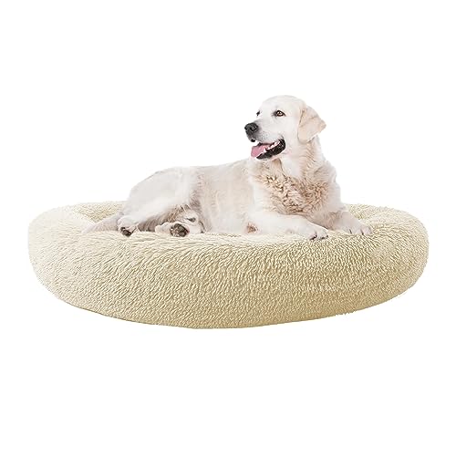 Haustierbett Hundesofa Antistress Kuschelig Hundekissen, Donut Kuscheliges Hundekorb, Plüsch Orthopädisches Hundebett, Hundekorb Waschbar Rund Haustierbett für Große Mittelgroße Hunde(Ø130cm) von XIEMINLE