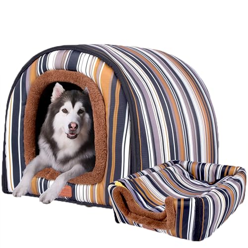 Hundebett Katzenbett, extra großes Hundehaus mit abnehmbarem Kissen, 2-in-1-Hundebett, Haustierbett mit rutschfester Unterseite, mittelgroßer Hundekorb, orthopädisches Kissen für Hund und Katze, 92 x von XIEMINLE