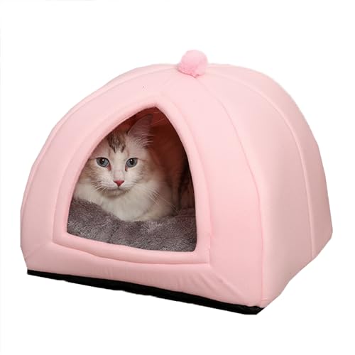 Katzenbett, Katzenzelt, beruhigendes Katzenhausbett, Katzenhaus Kätzchenbett mit rutschfester Unterseite, Haustiersofa für Indoor-Katzen, Haustierzelt, Katzen-Schlafhöhle mit abnehmbarem Kissen, 40 x von XIEMINLE