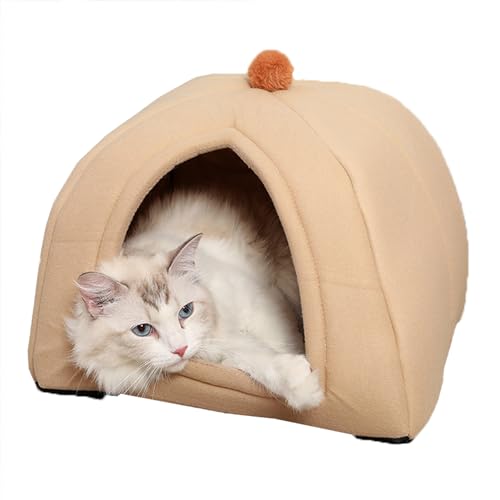 Katzenbett, Katzenzelt, beruhigendes Katzenhausbett, Katzenhaus Kätzchenbett mit rutschfester Unterseite, Haustiersofa für Indoor-Katzen, Haustierzelt, Katzenschlafhöhle mit abnehmbarem Kissen, 33 x von XIEMINLE