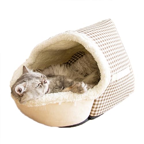 XIEMINLE Katzenbett Katzen-Schlafhöhle, Katzenhaus mit Katzenkissen, beruhigendes Haustierkorb-Sofa mit rutschfester Unterseite, Katzenhöhle Nest für Indoor Katze Kätzchen Welpen von XIEMINLE