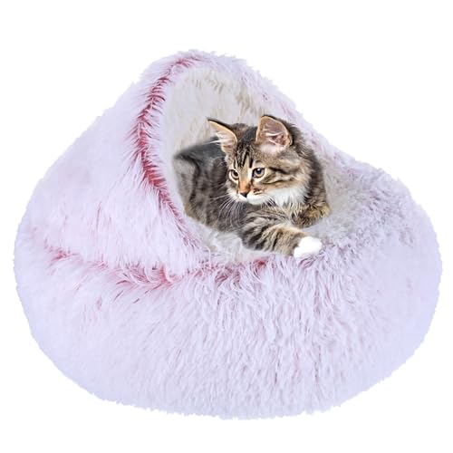 XIEMINLE Beruhigendes Katzenbett, Haustierkissen, Sofa, Anti-Angst, Katzensofa, waschbares Katzennest, Donut-Kuschelnest, Katzenkissen, Katzenbett Haus für Kätzchen und Welpen, Hunde, 60 cm, Rosa von XIEMINLE