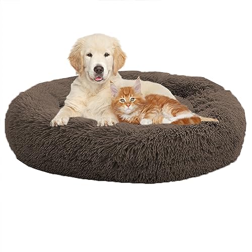 XIEMINLE Cozy Pet Hundebett Beruhigendes Haustierbett, Anti-Angstzustände Hundesofa Bett mit rutschfester Unterseite, warmes Plüsch-Hundekissen, Korb, Kätzchenbett, Katze, Haustierkissen, großes von XIEMINLE