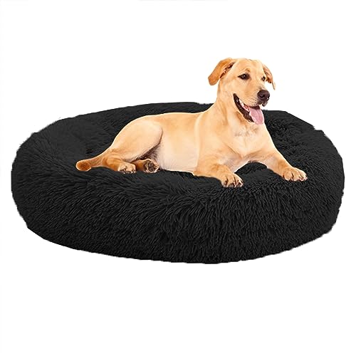 XIEMINLE Dog Beds Beruhigendes Haustierbett für große, mittelgroße und kleine Hunde, Katzen, beruhigendes Donut-Welpenbett, rundes Plüsch-Hundebett, Donut-Kissenbett, Welpenkuschelbett, 120 cm, von XIEMINLE