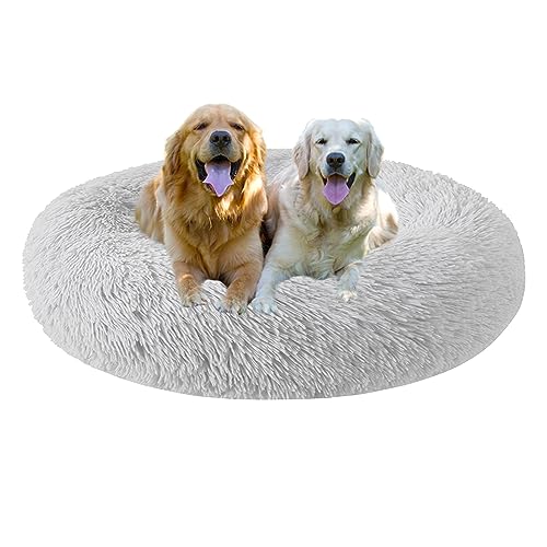 XIEMINLE Donut Cuddler Haustierbett, Hundesofa, beruhigendes Hundebett, waschbar, selbstwärmendes Katzenbett, Donut, rundes Plüsch-Hundebett mit rutschfester Unterseite für große, mittelgroße und von XIEMINLE