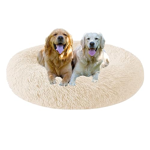 XIEMINLE Donut Cuddler Haustierbett, Hundesofa, beruhigendes Hundebett, waschbar, selbstwärmendes Katzenbett, Donut, rundes Plüsch-Hundebett mit rutschfester Unterseite für große, mittelgroße und von XIEMINLE