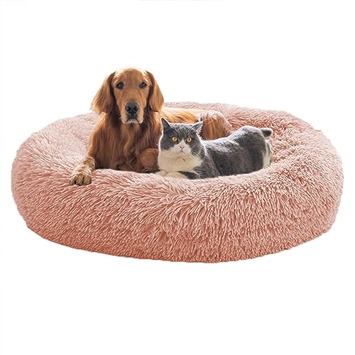 XIEMINLE Donut Katzenbett Anti-Angst-Hundebett, flauschiges beruhigendes Haustierbett, rundes Plüsch-Haustierbett für große, mittelgroße und kleine Hunde und Katzen, Hundesofa mit rutschfester von XIEMINLE