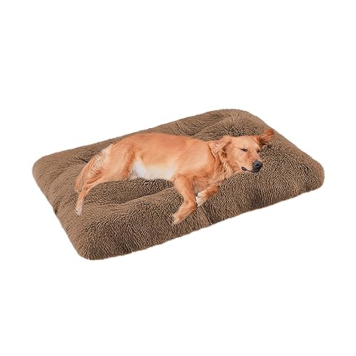 XIEMINLE Flauschige Hundematratze, beruhigendes mittelgroßes Hundebett, waschbar, Anti-Angst, Hundebett, Hundekissen, groß mit rutschfester Unterseite, Plüsch, Haustier-/Katzenbetten, 110 x 75 x 10 von XIEMINLE