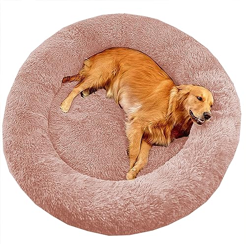 XIEMINLE Großes Donut-Hundebett mit Anti-Angst, beruhigendes Haustierbett, Katzenbett, Donut, Plüsch, Heimwelpen, Kuscheltier mit rutschfester Unterseite, waschbares Welpensofa, Katzenkissen, 110 cm, von XIEMINLE