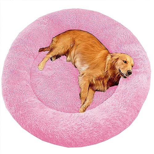 XIEMINLE Großes Donut-Hundebett mit Anti-Angst, beruhigendes Haustierbett, Katzenbett, Donut, Plüsch, Heimwelpen, Kuscheltier mit rutschfester Unterseite, waschbares Welpensofa, Katzenkissen, 150 cm, von XIEMINLE