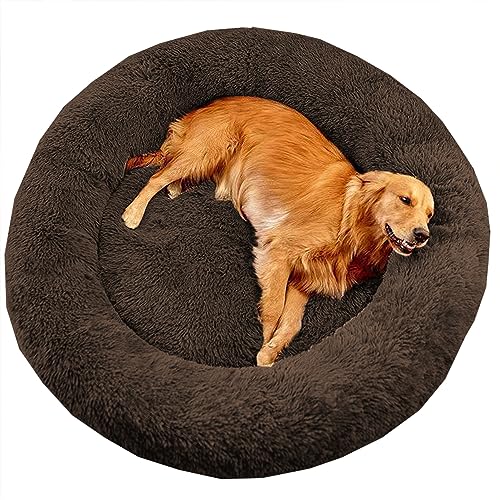 XIEMINLE Großes Donut-Hundebett mit Anti-Angst, beruhigendes Haustierbett, Katzenbett, Donut, Plüsch, für Zuhause, Welpen, Kuscheltier mit rutschfester Unterseite, waschbares Welpensofa, Katzenkissen, von XIEMINLE