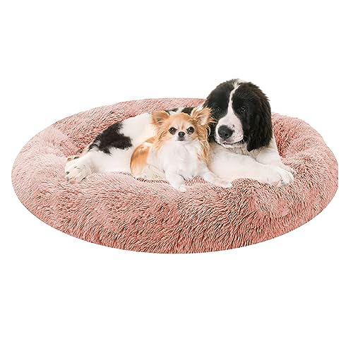 XIEMINLE Hundebett Grosse Hunde Mittelgroße Round Plüsch Hundebet, Donut Kuscheliges Hundekorb, Hundesofa Haustierbett Waschbar Hundekissen, Rund Donut rutschfest für Katzen Haustiere(Ø100cm) von XIEMINLE