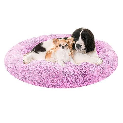 XIEMINLE Hundebett Grosse Hunde Mittelgroße Round Plüsch Hundebet, Donut Kuscheliges Hundekorb, Hundesofa Haustierbett Waschbar Hundekissen, Rund Donut rutschfest für Katzen Haustiere(Ø150cm) von XIEMINLE