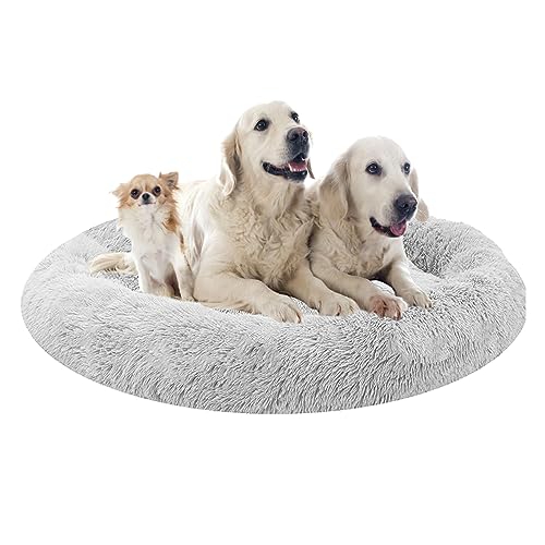 XIEMINLE Hundekissen Hundesofa, Flauschig Plüsch Hundebett Donut Kuscheliges Hundekorb für Große Mittelgroße Hunde, Orthopädisches Hundebett, Welpen Kissen Katzenbett Donut Kuscheliges(Ø120cm) von XIEMINLE