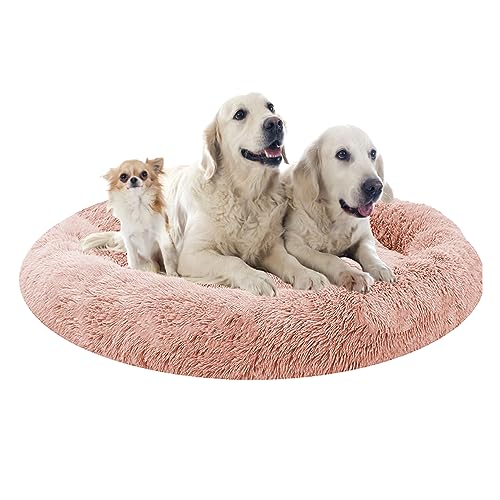 XIEMINLE Hundekissen Hundesofa, Flauschig Plüsch Hundebett Donut Kuscheliges Hundekorb für Große Mittelgroße Hunde, Orthopädisches Hundebett, Welpen Kissen Katzenbett Donut Kuscheliges(Ø130cm) von XIEMINLE