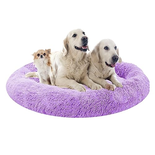 XIEMINLE Hundekissen Hundesofa, Flauschig Plüsch Hundebett Donut Kuscheliges Hundekorb für Große Mittelgroße Hunde, Orthopädisches Hundebett, Welpen Kissen Katzenbett Donut Kuscheliges(Ø90cm) von XIEMINLE