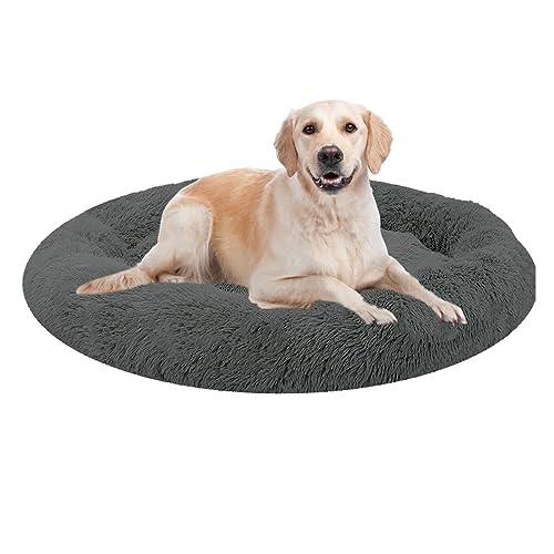 XIEMINLE Hundesofa Haustierbett, Round Plüsch Hundebett, Donut Kuscheliges Hundekorb, Orthopädisches Hundebett Katzenbett Flauschig, Haustier Hundebetten für Mittelgroße Hunde, Katzenbett(Ø150cm) von XIEMINLE