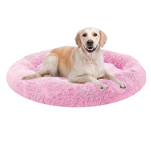 XIEMINLE Hundesofa Haustierbett, Round Plüsch Hundebett, Donut Kuscheliges Hundekorb, Orthopädisches Hundebett Katzenbett Flauschig, Haustier Hundebetten für Mittelgroße Hunde, Katzenbett(Ø150cm) von XIEMINLE