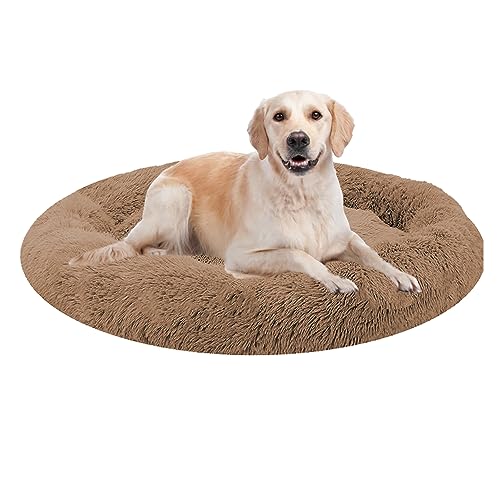 XIEMINLE Hundesofa Haustierbett, Round Plüsch Hundebett, Donut Kuscheliges Hundekorb, Orthopädisches Hundebett Katzenbett Flauschig, Haustier Hundebetten für Mittelgroße Hunde, Katzenbett(Ø120cm) von XIEMINLE