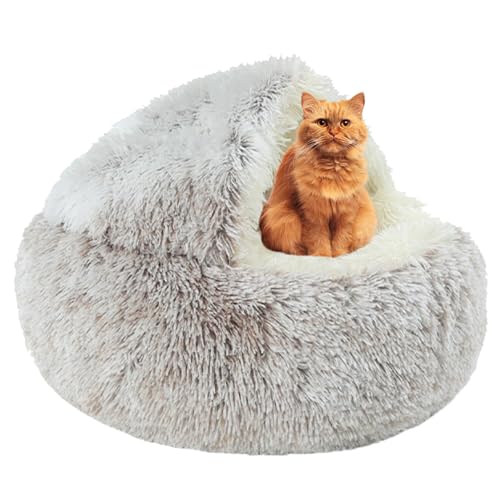 XIEMINLE Katzenbett, Katzensofa für kleine, mittelgroße Haustiere, Katzen und Hunde, Katzenhöhle, Schlafbett, Plüsch, Hundekatzenkissen, Katzennistbett mit rutschfester Unterseite, Donut-Haustierbett, von XIEMINLE