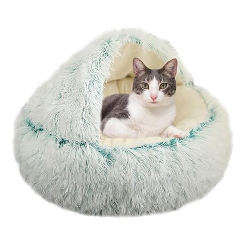 XIEMINLE Katzenbett für den Innenbereich, rutschfestes Katzensofa, Haustierbett, Plüsch-Katzenkissen, kleines Katzenzelt, Haustierkissen, große Höhle, Schlafbett für Kätzchen und Welpen, 50 cm, Grün von XIEMINLE