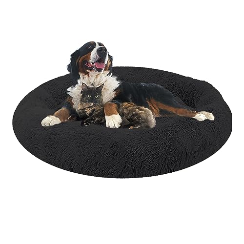 XIEMINLE Orthopädisches Hundebett, Round Plüsch Hundebett, Haustierbett für Große Mittelgroße Hunde, Hundesofa Katzenbett Donut, Waschbar Hundekorb Antistress Kuschelig Hundekissen(Ø120cm) von XIEMINLE