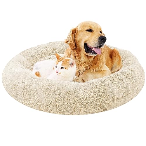 XIEMINLE Rund Hundekissen Hundesofa, Orthopädisches Hundebett Welpen Kissen, Katzenbett Donut Kuscheliges, Katzenschlafplatz für Katzen und Hunde, Waschbar Hundebett Größe und Farbe wählbar(Ø110cm) von XIEMINLE