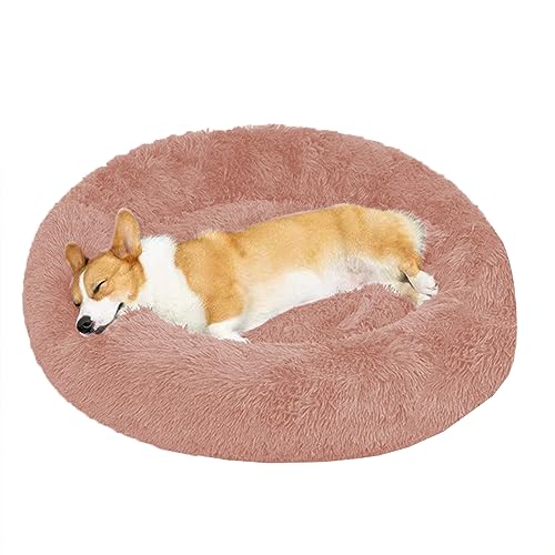 XIEMINLE Rundes Plüsch-Hundebett gegen Angst, beruhigendes Donut-Welpenbett, rutschfestes Donut-Kissenbett für große, mittelgroße und kleine Hunde, waschbares Donut-Hundebett Hundesofa Bett (120 cm) von XIEMINLE